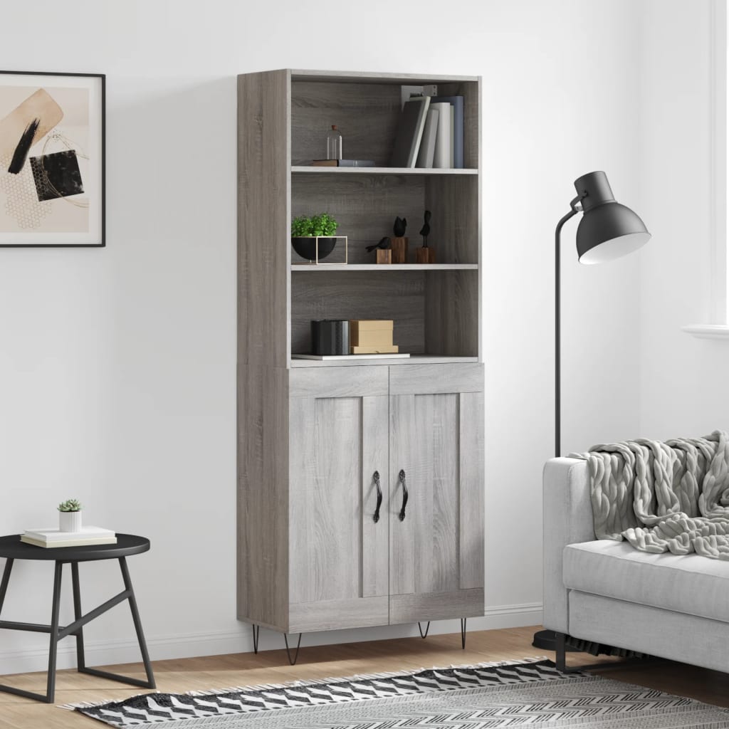 vidaXL Credenza Grigio Sonoma 69,5x34x180 cm in Legno Multistrato