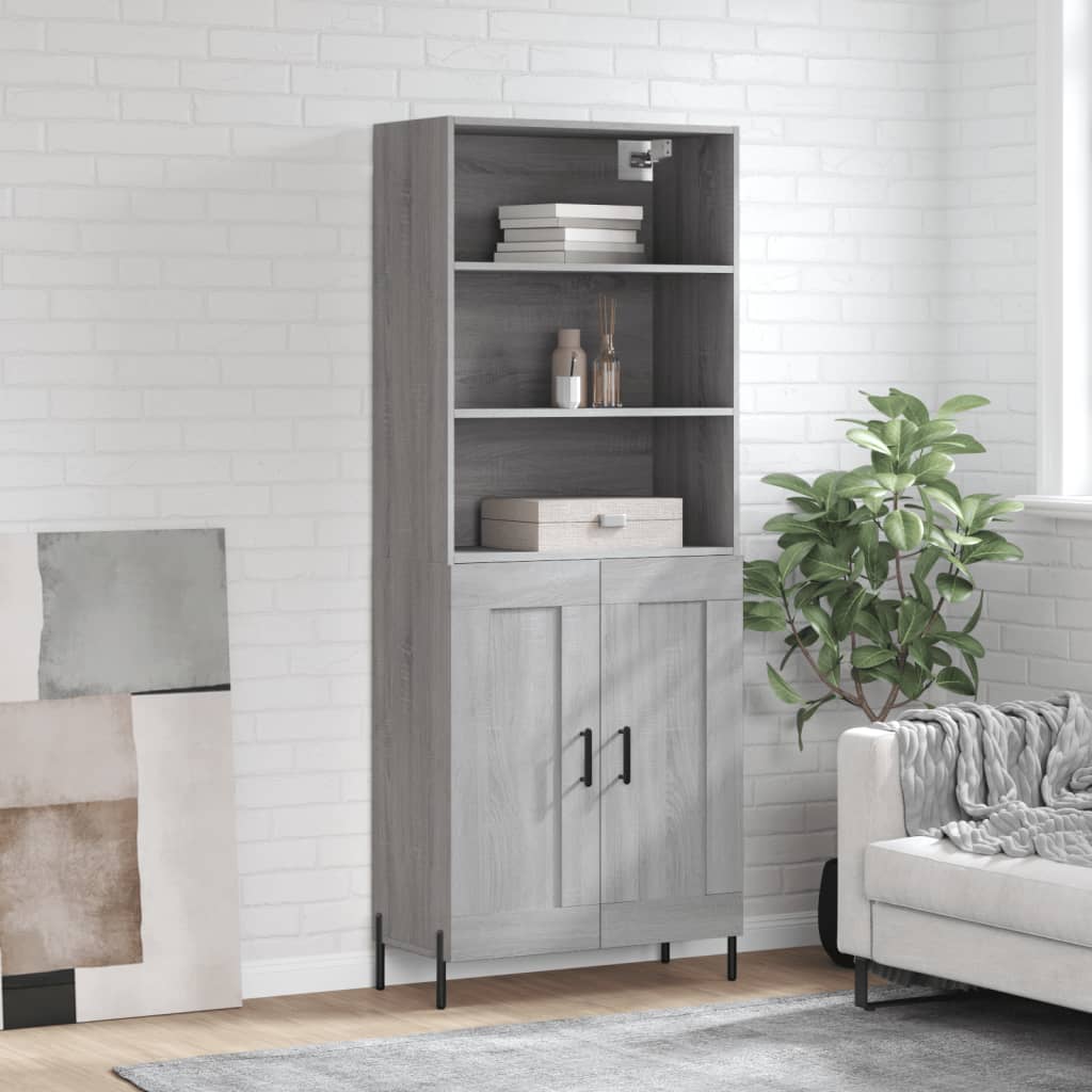 vidaXL Credenza Grigio Sonoma 69,5x34x180 cm in Legno Multistrato