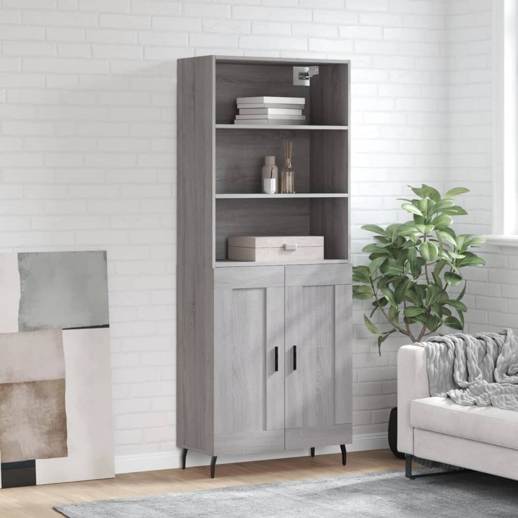 vidaXL Credenza Grigio Sonoma 69,5x34x180 cm in Legno Multistrato