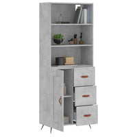 Credenza Grigio Cemento 69,5x34x180 cm in Legno Multistrato 3189993