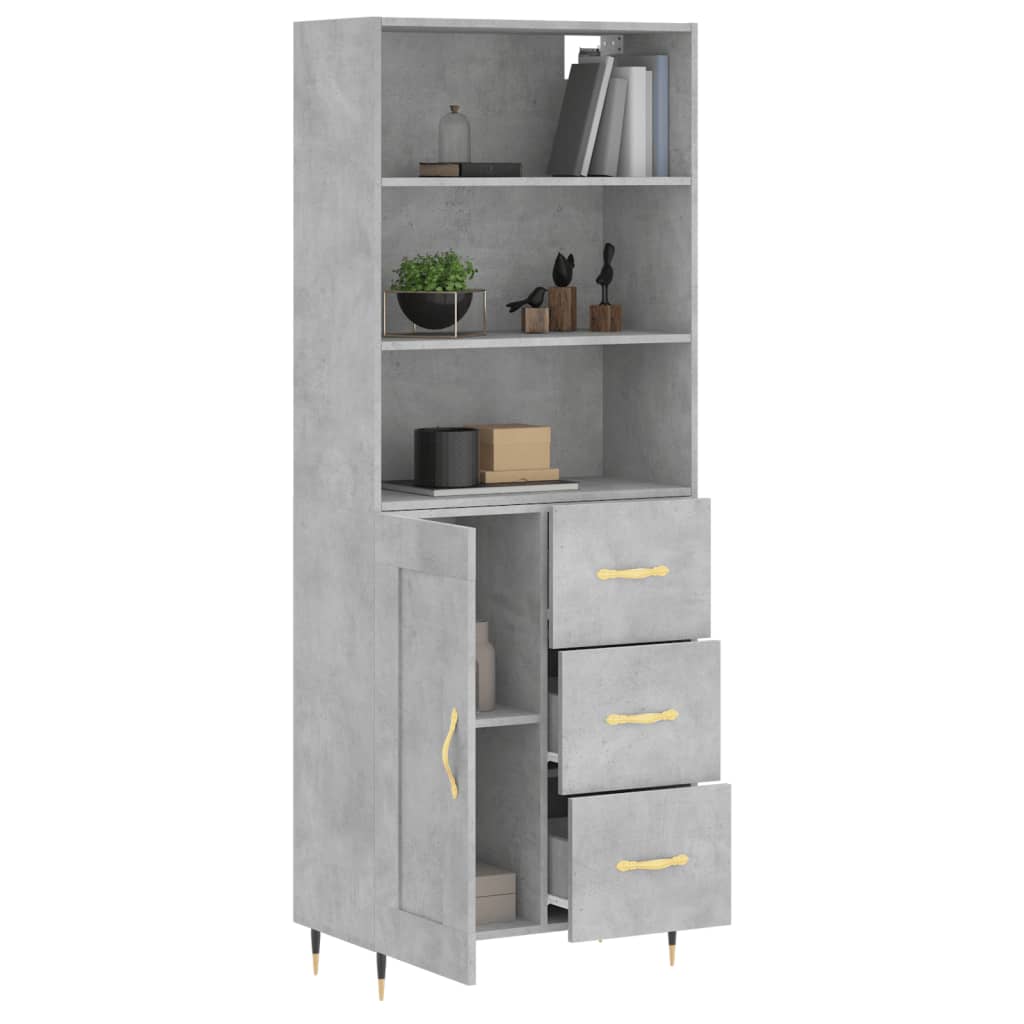 Credenza Grigio Cemento 69,5x34x180 cm in Legno Multistrato 3190001