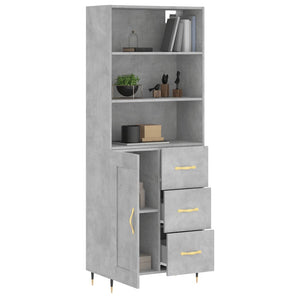 Credenza Grigio Cemento 69,5x34x180 cm in Legno Multistrato 3190001