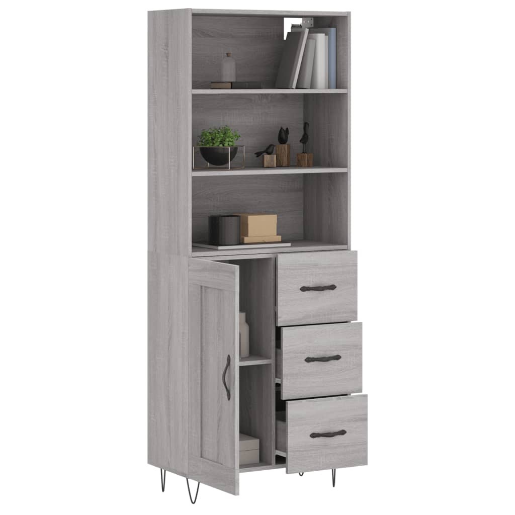 Credenza Grigio Sonoma 69,5x34x180 cm in Legno Multistrato 3190019