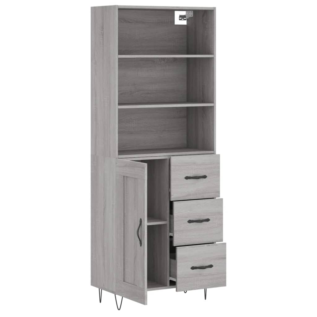 Credenza Grigio Sonoma 69,5x34x180 cm in Legno Multistrato 3190019