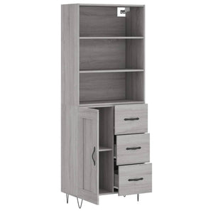 Credenza Grigio Sonoma 69,5x34x180 cm in Legno Multistrato 3190019