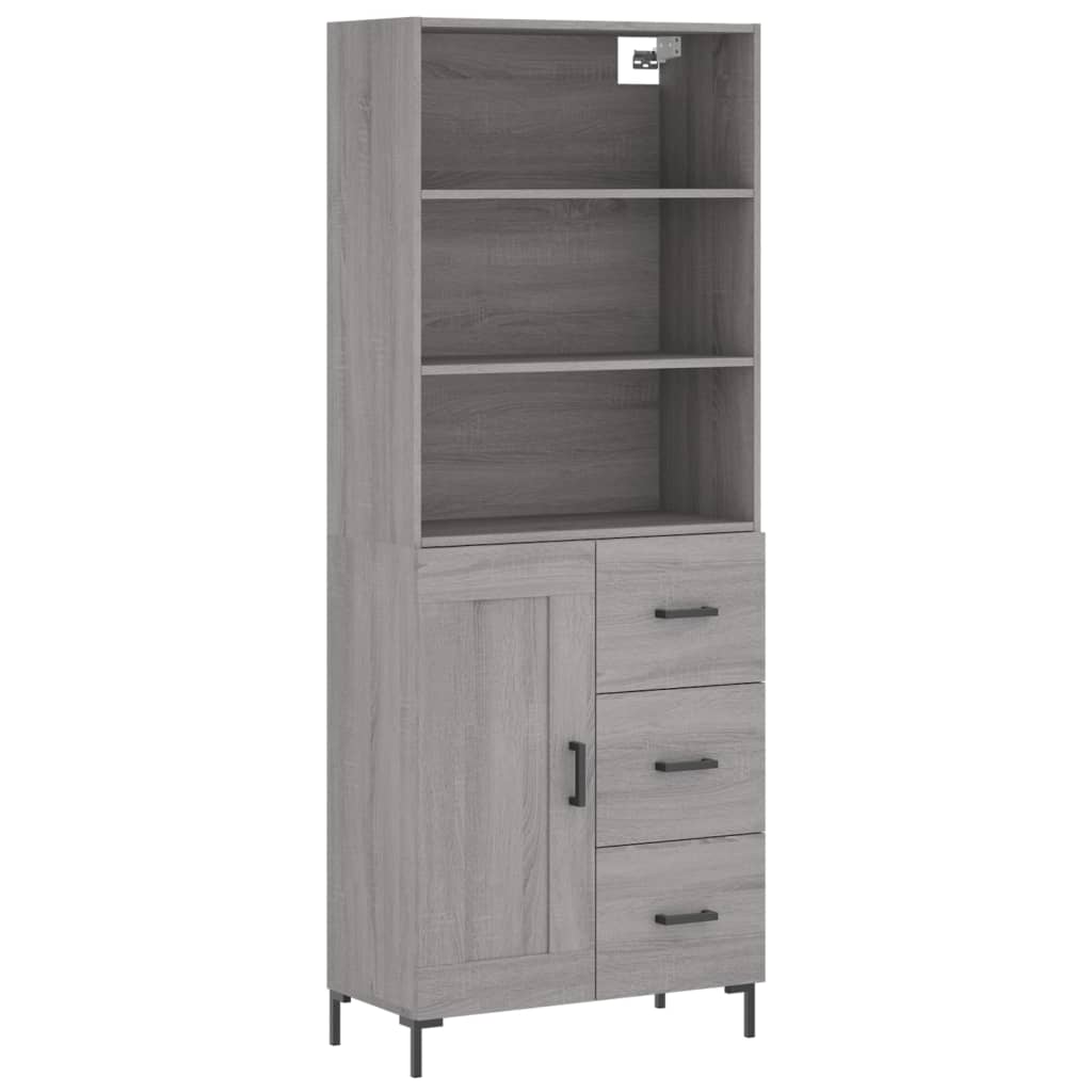 vidaXL Credenza Grigio Sonoma 69,5x34x180 cm in Legno Multistrato