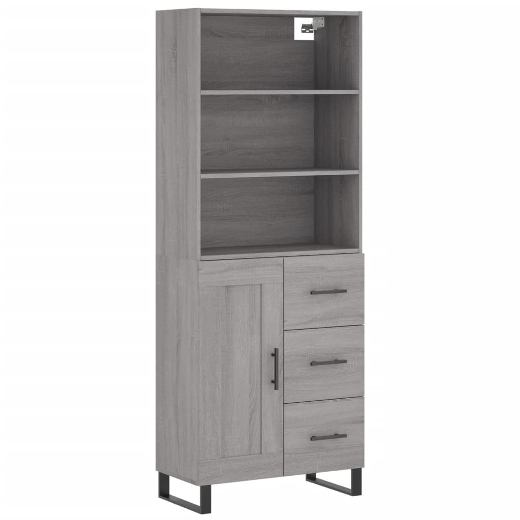 vidaXL Credenza Grigio Sonoma 69,5x34x180 cm in Legno Multistrato