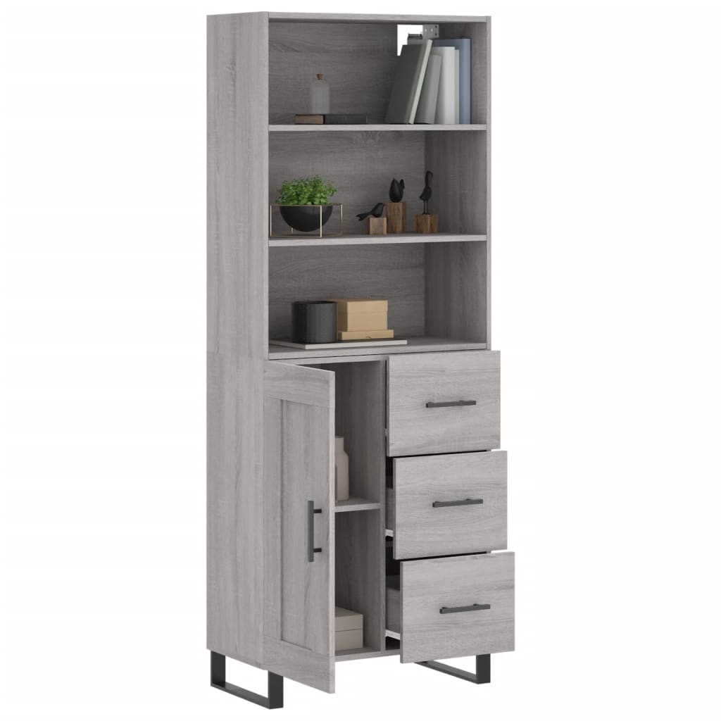 vidaXL Credenza Grigio Sonoma 69,5x34x180 cm in Legno Multistrato