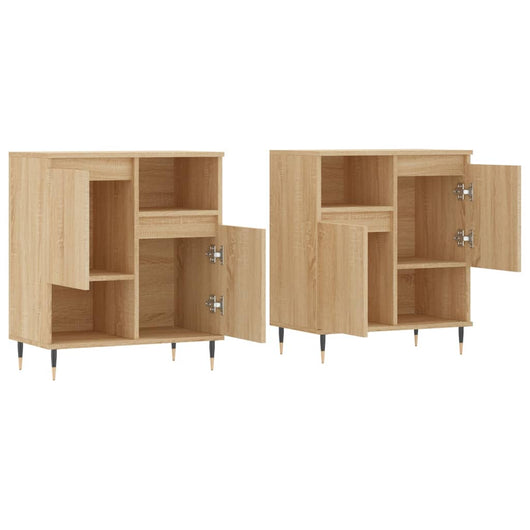 Credenza a buffet cassettiera mobiletto portaoggetti cucina soggiorno salotti set di 2 legno ingegnerizzato Sonoma marrone 02_0036828