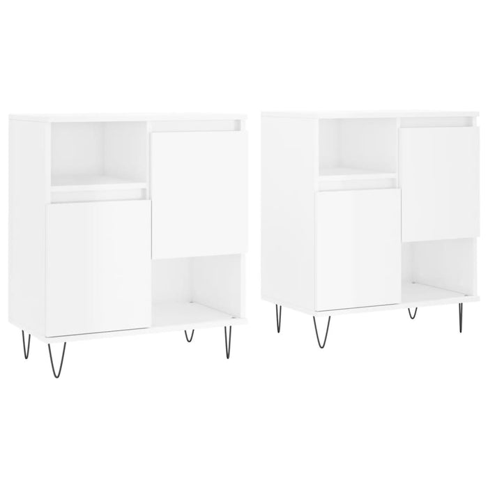 Credenze 2 pz Bianco Lucido in Legno Multistrato 3190127