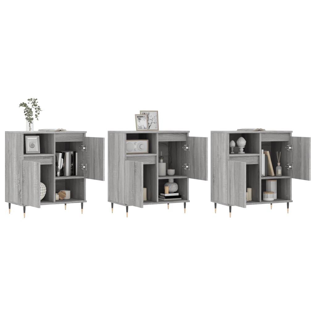 Credenze 3 pz Grigio Sonoma in Legno Multistrato 3190147