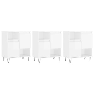 Credenze 3 pz Bianco Lucido in Legno Multistratocod mxl 77416