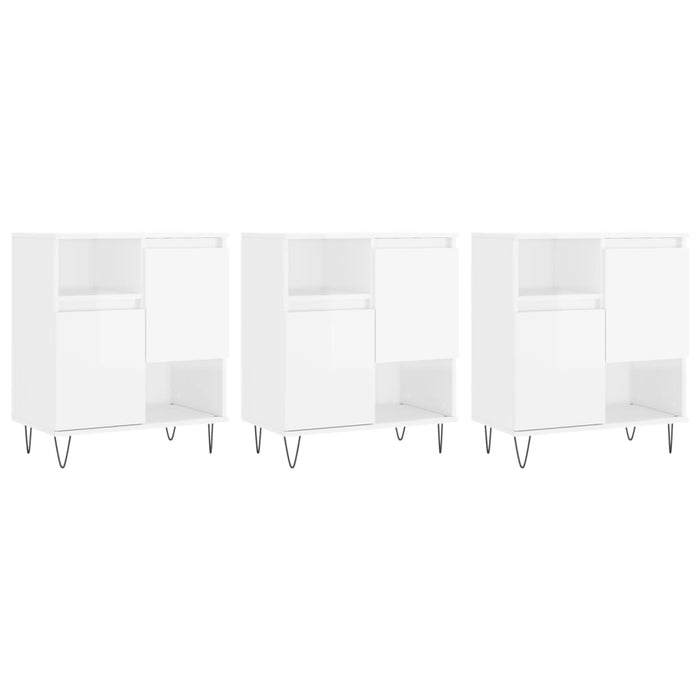 Credenze 3 pz Bianco Lucido in Legno Multistratocod mxl 77416