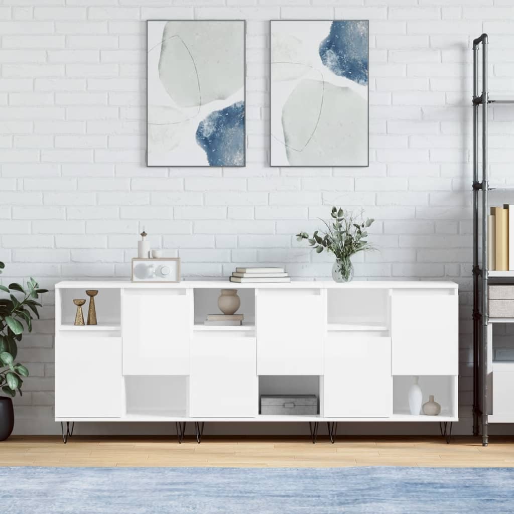 Credenze 3 pz Bianco Lucido in Legno Multistratocod mxl 77416