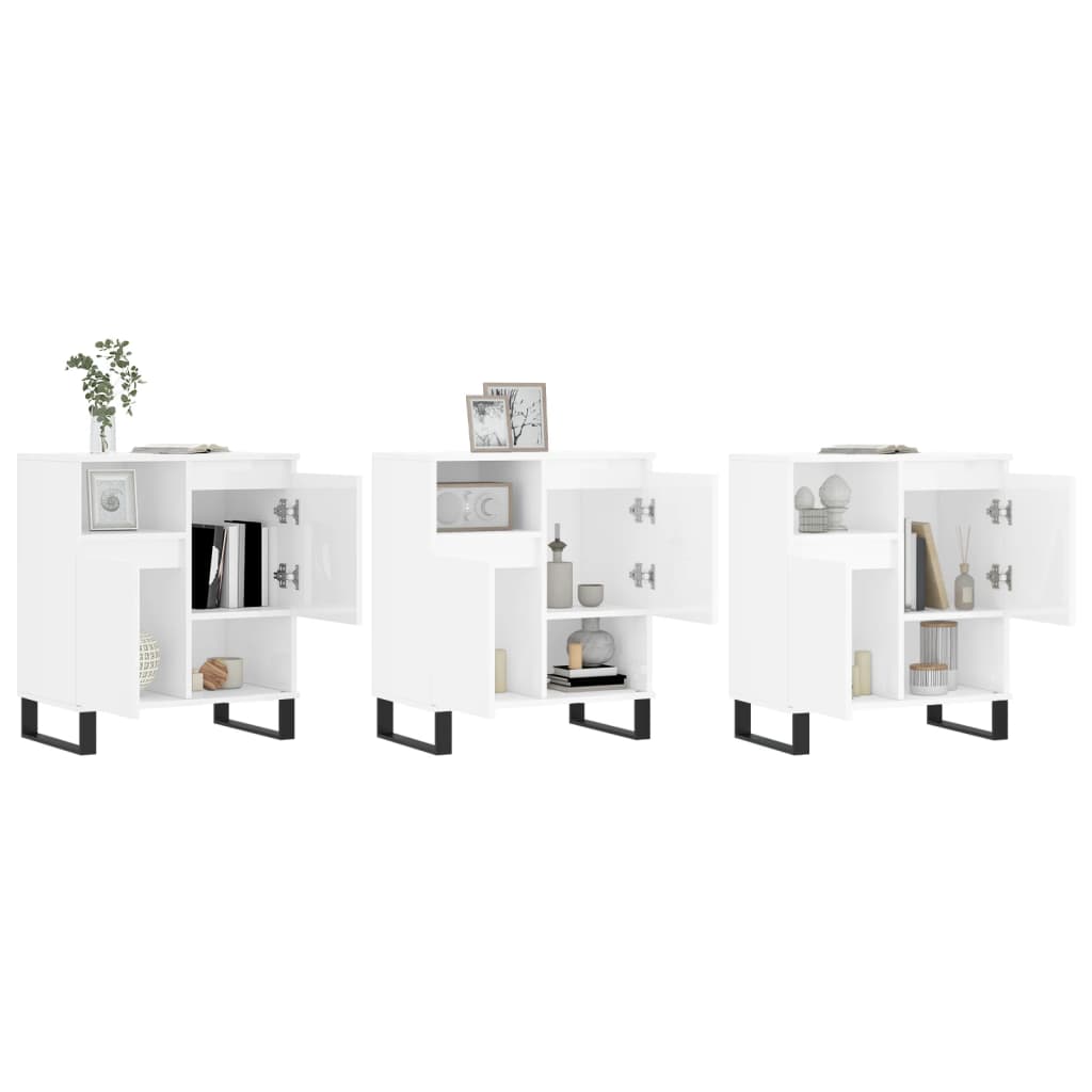 Credenze 3 pz Bianco Lucido in Legno Multistratocod mxl 101409
