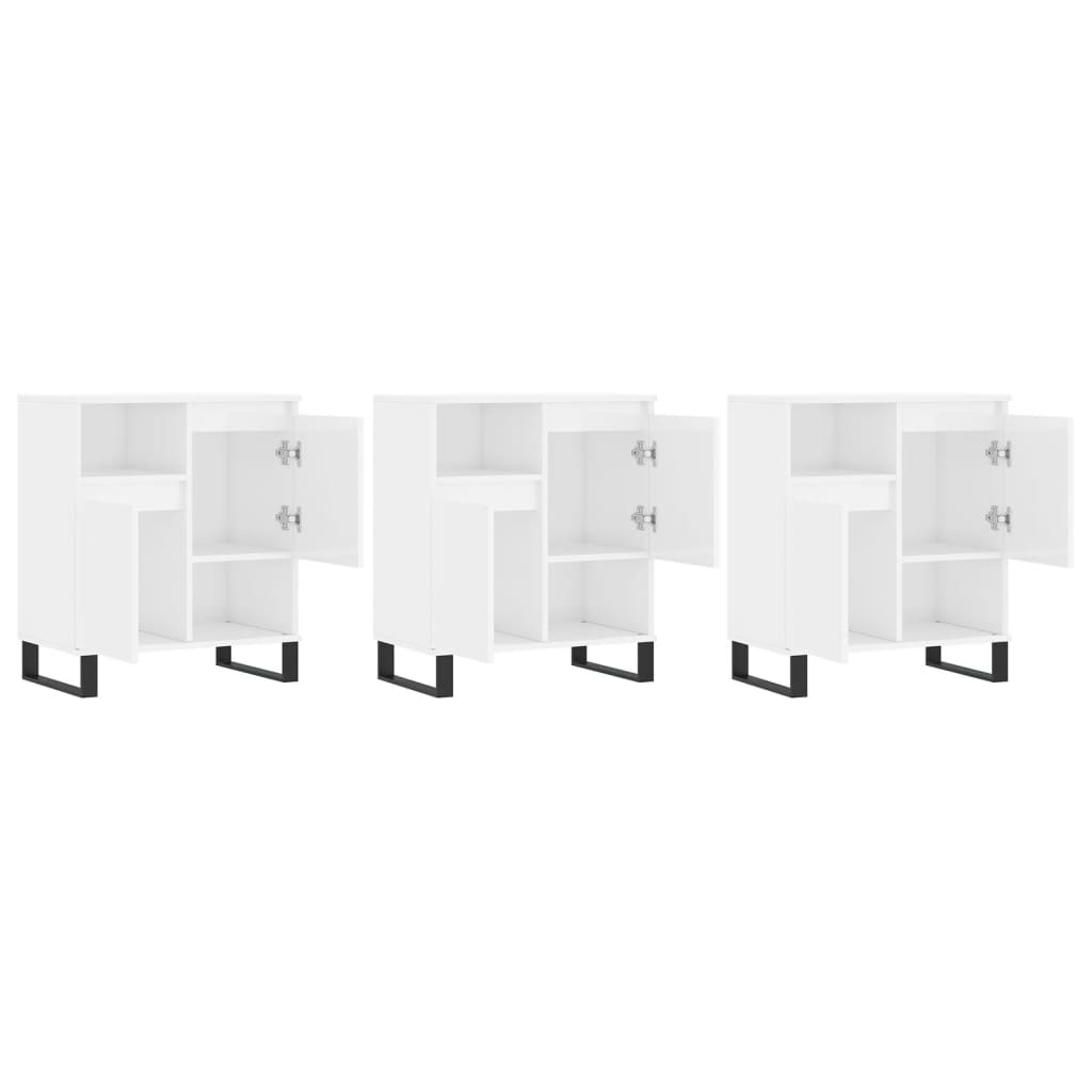Credenze 3 pz Bianco Lucido in Legno Multistrato 3190159