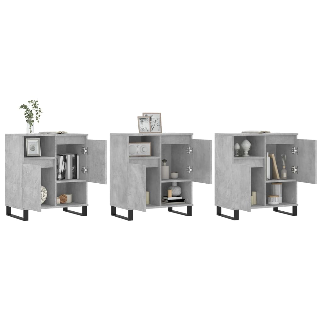 Credenze 3 pz Grigio Cemento in Legno Multistrato 3190161