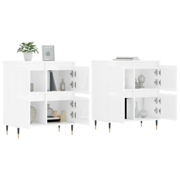 Credenze 2 pz Bianco Lucido in Legno Multistratocod mxl 101388