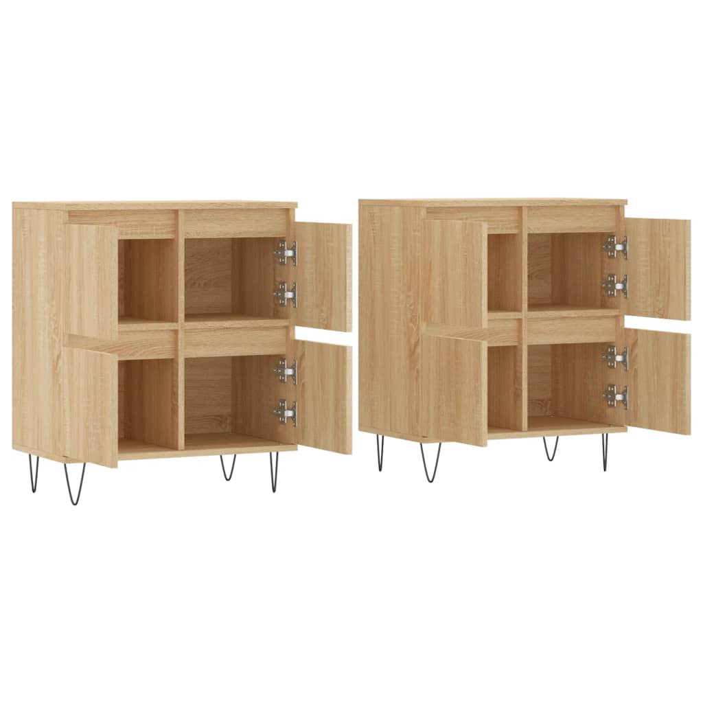 Credenza a buffet cassettiera mobiletto portaoggetti cucina soggiorno salotti set di 2 legno ingegnerizzato Sonoma marrone 02_0036826
