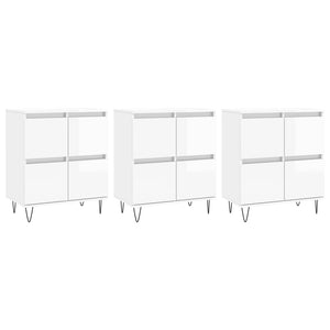 Credenze 3 pz Bianco Lucido in Legno Multistrato 3190199