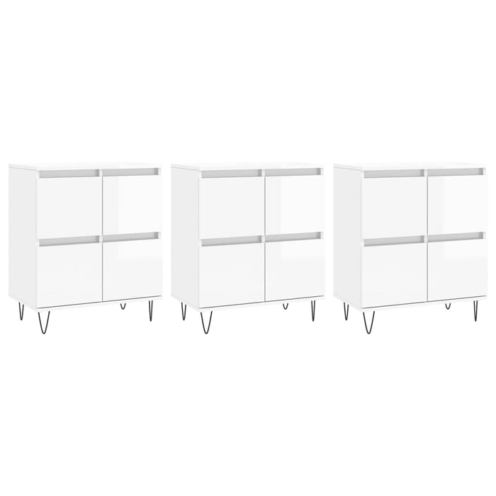 Credenze 3 pz Bianco Lucido in Legno Multistrato 3190199