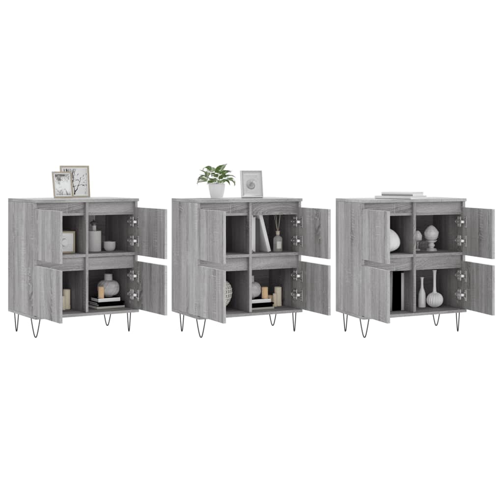 Credenze 3 pz Grigio Sonoma in Legno Multistrato 3190203