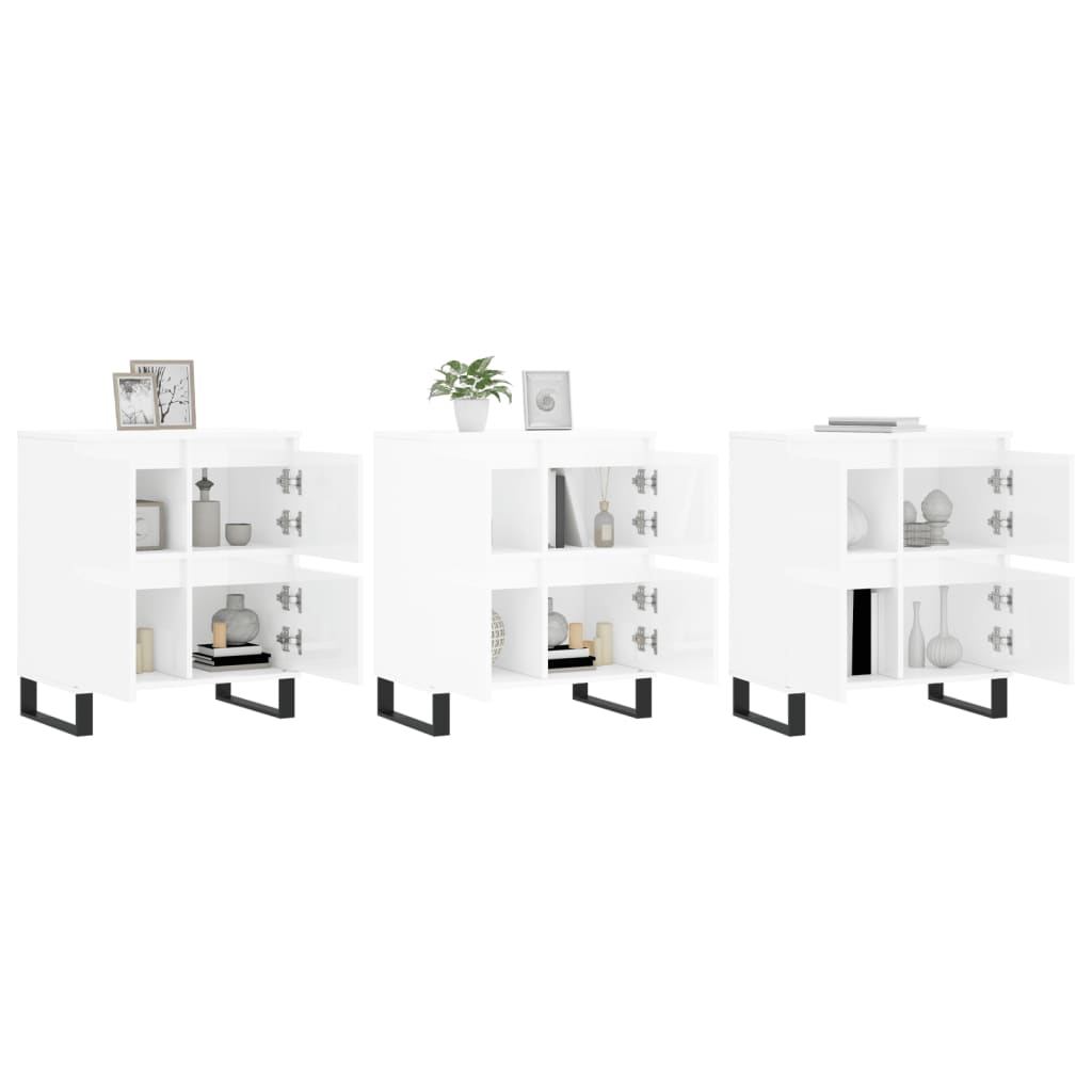 Credenze 3 pz Bianco Lucido in Legno Multistratocod mxl 125327