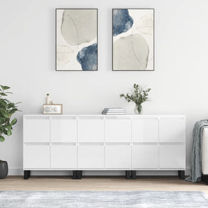 Credenze 3 pz Bianco Lucido in Legno Multistrato 3190207