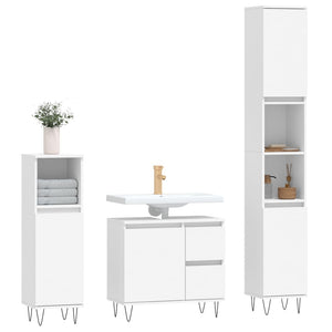 Set Mobili da Bagno 3 pz Bianco in Legno Multistrato 3190221