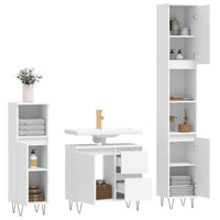 Set Mobili da Bagno 3 pz Bianco in Legno Multistrato 3190221