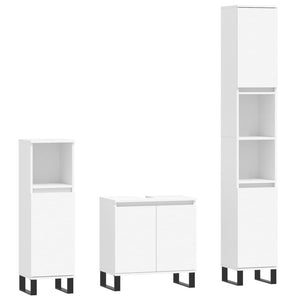 Set Mobili da Bagno 3 pz Bianco in Legno Multistrato 3190283