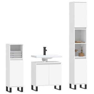 Set Mobili da Bagno 3 pz Bianco in Legno Multistrato 3190283