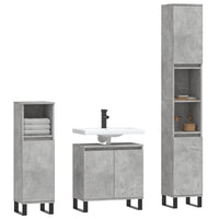 Set Mobili da Bagno 3 pz Grigio Cemento in Legno Multistrato 3190287