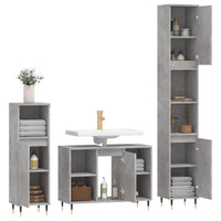 Set Mobili da Bagno 3 pz Grigio Cemento in Legno Multistrato 3190295