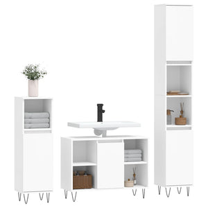 vidaXL Set Mobili da Bagno 3 pz Bianco in Legno Multistrato