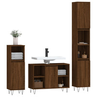 Set Mobili da Bagno 3 pz Rovere Marrone in Legno Multistrato 3190306