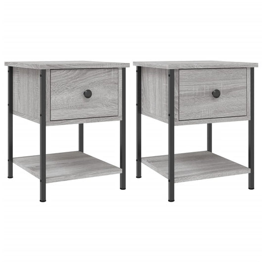 vidaXL Comodini 2 pz Grigio Sonoma 34x35,5x45 cm in Legno Multistrato