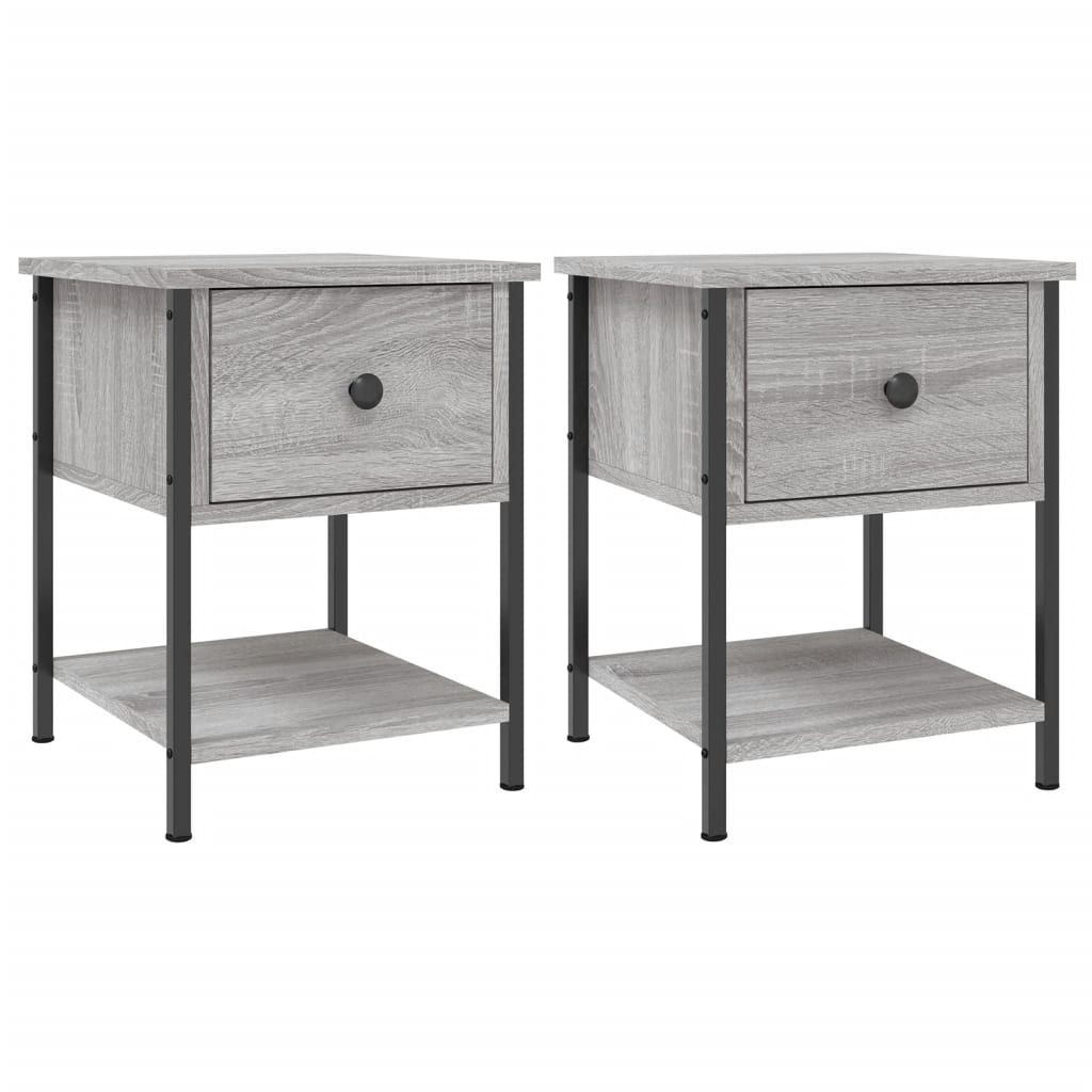 Comodini 2 pz-Set di 2 Tavolino da notte Grigio Sonoma 34x35,5x45 cm in Legno Multistrato