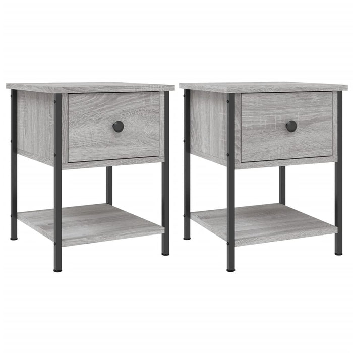 Comodini 2 pz-Set di 2 Tavolino da notte Grigio Sonoma 34x35,5x45 cm in Legno Multistrato