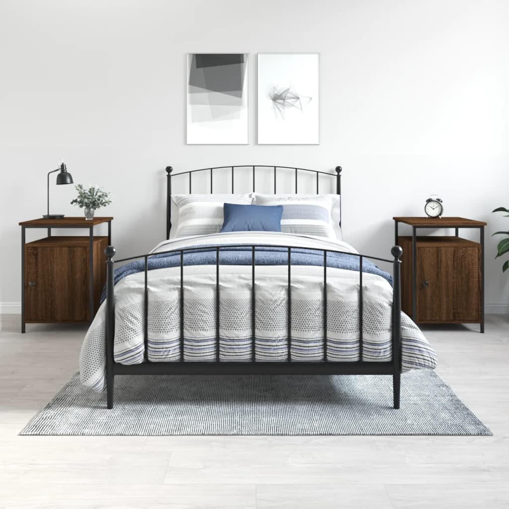 Comodini Rovere Marrone 2 pz-Set di 2 Tavolino da notte 40x42x60 cm Legno Multistrato 691261