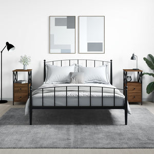 Comodini 2 pz Rovere Marrone 34x35,5x70 cm in Legno Multistrato 825952