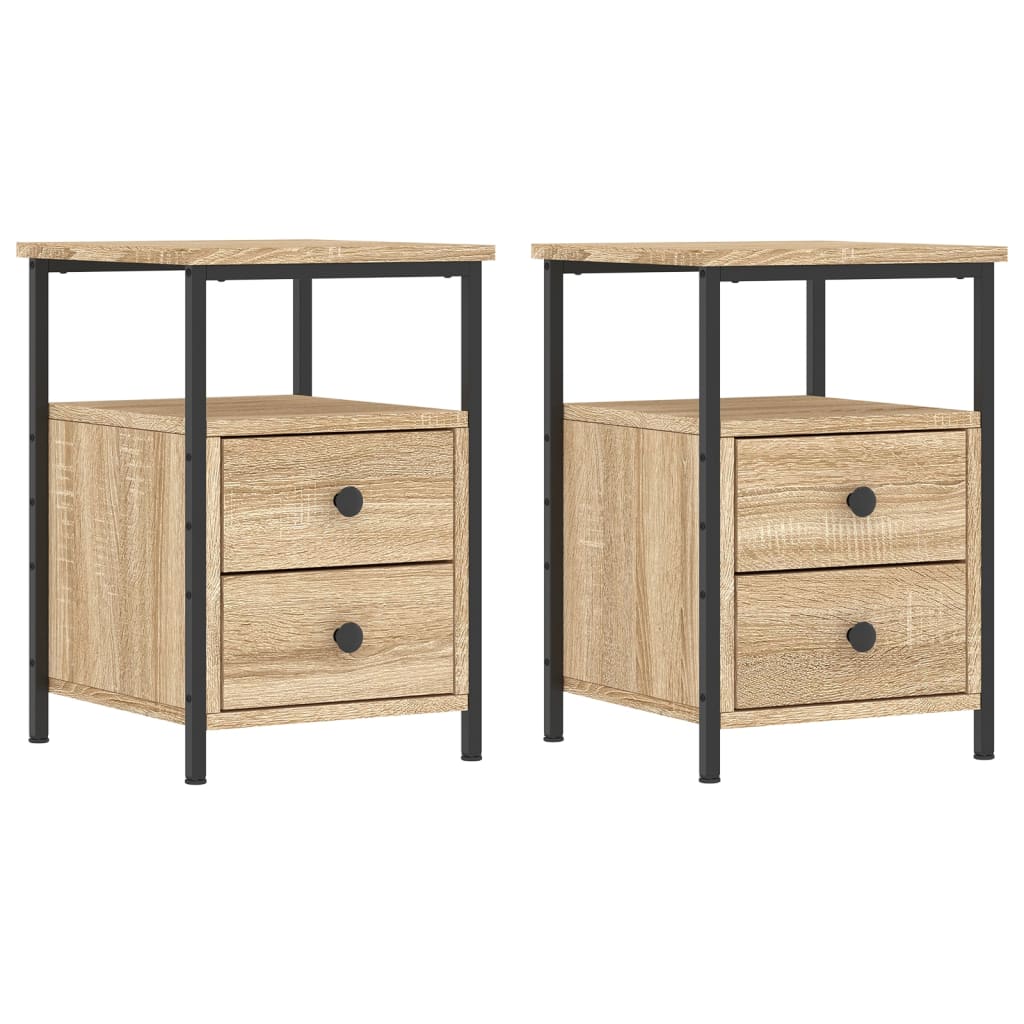 Comodini 2pz-Set di 2 Tavolino da notte Rovere Sonoma 34x35,5x50 cm in Legno Multistrato
