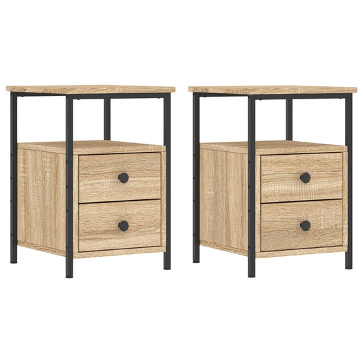 Comodini 2pz-Set di 2 Tavolino da notte Rovere Sonoma 34x35,5x50 cm in Legno Multistrato