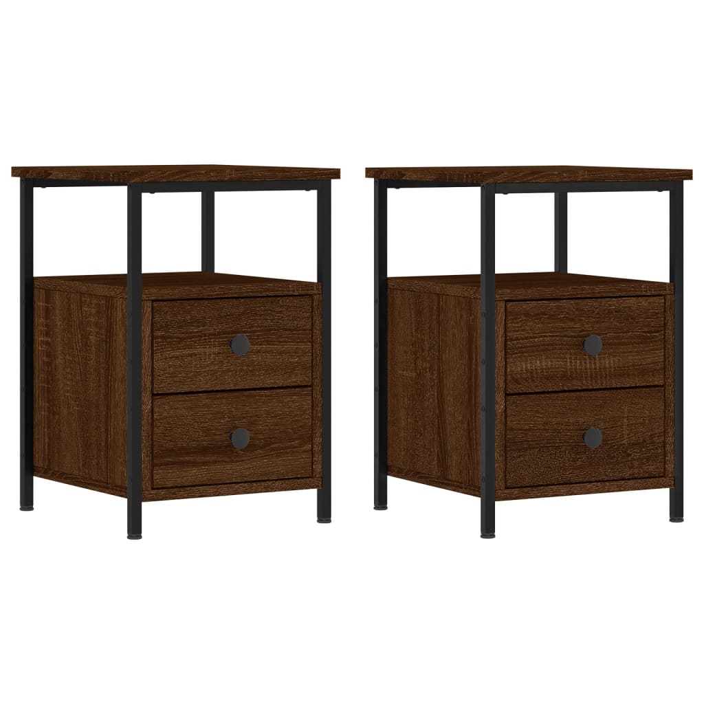 Comodini 2pz-Set di 2 Tavolino da notte Rovere Marrone 34x35,5x50 cm in Legno Multistrato