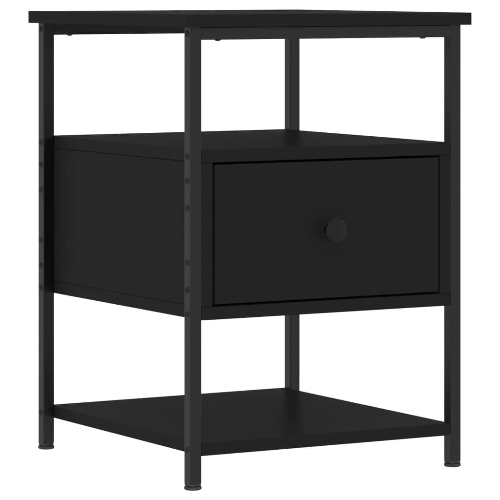 Comodini 2pz-Set di 2 Tavolino da notte Neri 40x42x56 cm in Legno Multistrato