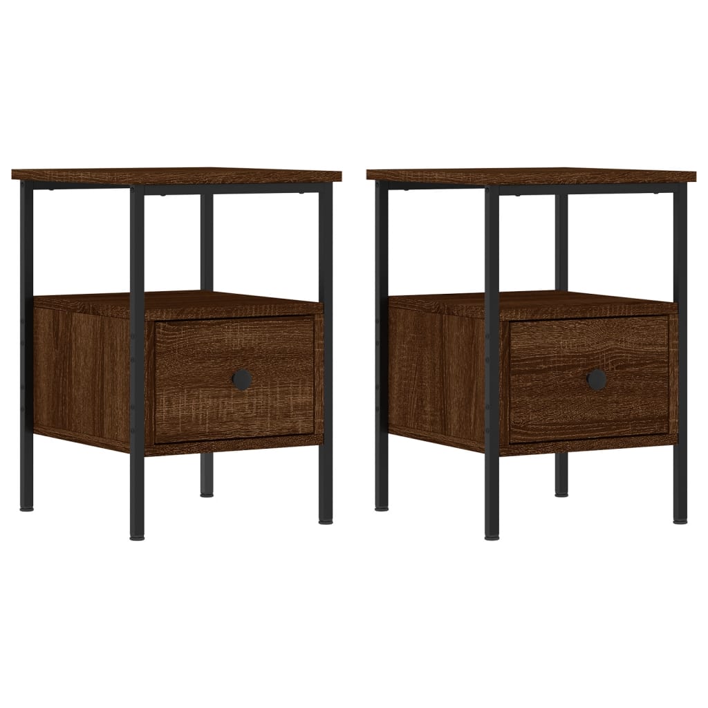 Comodini 2pz-Set di 2 Tavolino da notte Rovere Marrone 34x36x50 cm in Legno Multistrato