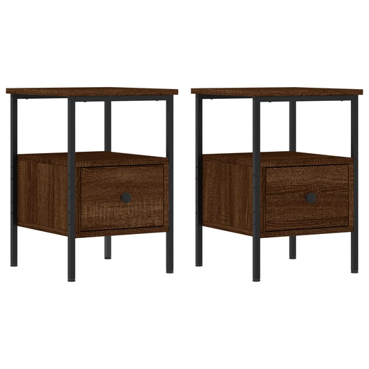 Comodini 2pz-Set di 2 Tavolino da notte Rovere Marrone 34x36x50 cm in Legno Multistrato