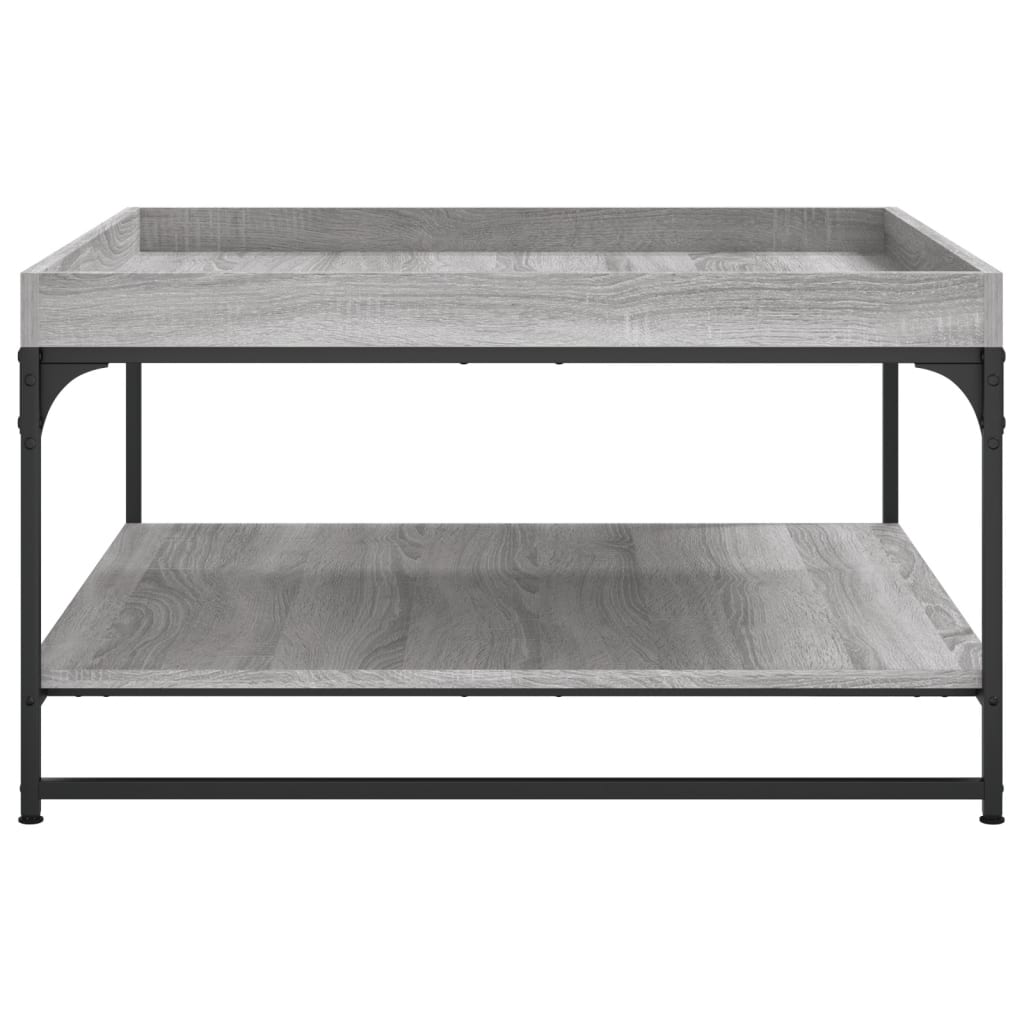 Tavolino-Tavolino da soggiorno-Tavolo Grigio Sonoma 80x80x45 cm in Legno Multistrato e Ferro