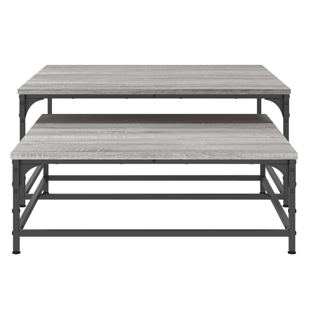 Tavolini Salotto Impilabili 2pz Grigio Sonoma Legno Multistrato 832821