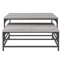 Tavolini Salotto Impilabili 2pz Grigio Sonoma Legno Multistrato 832821